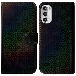 For Motorola Moto G52J Japan Version Colorful Magnetic Buckle Leather Phone Case(Black)