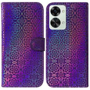 For OnePlus Nord 2T Colorful Magnetic Buckle Leather Phone Case(Purple)