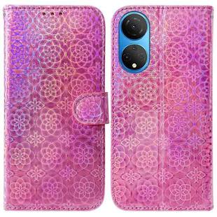 For Honor X7 Colorful Magnetic Buckle Leather Phone Case(Pink)