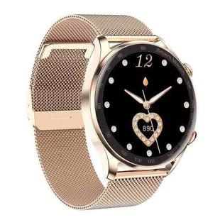 AK32 1.36 inch IPS Touch Screen Smart Watch, Support Bluetooth Calling/Blood Oxygen Monitoring,Style: Steel Watch Band(Gold)