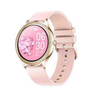 AK35 1.32 inch IPS Color Screen Smart Watch, Support Sleep Monitoring/Blood Oxygen Monitoring(Gold Pink Silicone Watch Band)