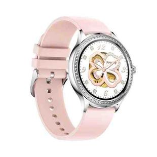 AK35 1.32 inch IPS Color Screen Smart Watch, Support Sleep Monitoring/Blood Oxygen Monitoring(Silver Pink Silicone Watch Band)