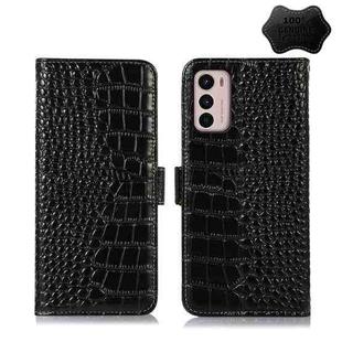 For Motorola Moto G42 Crocodile Top Layer Cowhide Leather Phone Case(Black)