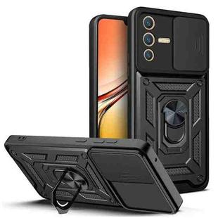 For vivo V23 5G / S12 Sliding Camera Cover Design TPU+PC Phone Case(Black)