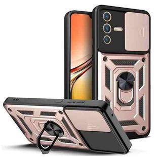 For vivo V23 5G / S12 Sliding Camera Cover Design TPU+PC Phone Case(Rose Gold)