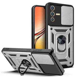 For vivo V23 5G / S12 Sliding Camera Cover Design TPU+PC Phone Case(Silver)