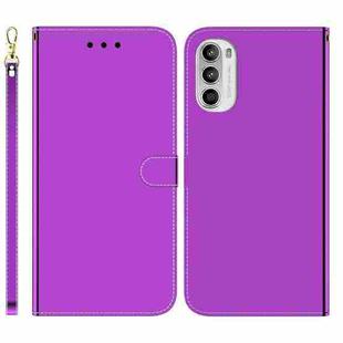 For Motorola Moto G52J Japan Version Imitated Mirror Surface Horizontal Flip Leather Phone Case(Purple)