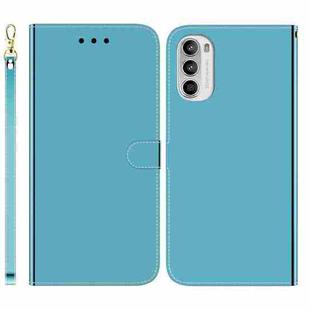 For Motorola Moto G52J Japan Version Imitated Mirror Surface Horizontal Flip Leather Phone Case(Blue)