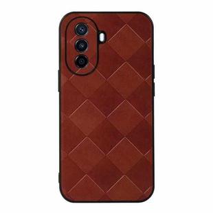 For Huawei Enjoy 50 China/nova Y70 4G Global/nova Y70 Plus Weave Plaid PU Phone Case(Brown)