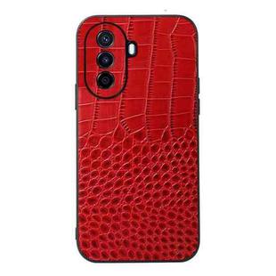 For Huawei Enjoy 50 China/nova Y70 4G Global/nova Y70 Plus Crocodile Top Layer Cowhide Leather Phone Case(Red)