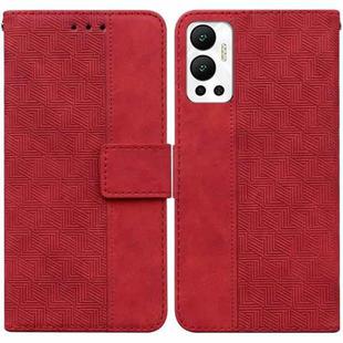 For Infinix Hot 12 Geometric Embossed Leather Phone Case(Red)