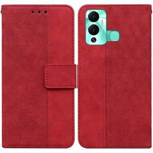 For Infinix Hot 12 Play Geometric Embossed Leather Phone Case(Red)