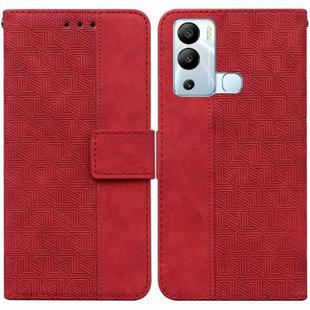 For Infinix Hot 12i Geometric Embossed Leather Phone Case(Red)