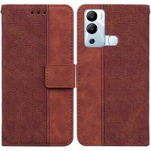 For Infinix Hot 12i Geometric Embossed Leather Phone Case(Brown)