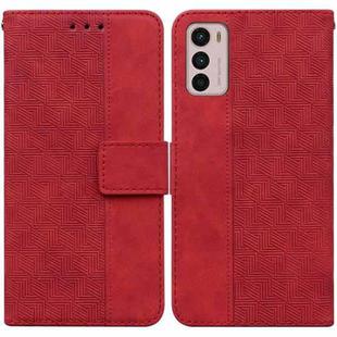 For Motorola Moto G42 Geometric Embossed Leather Phone Case(Red)