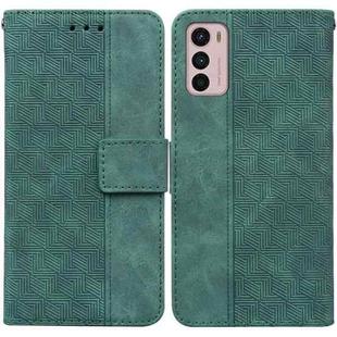 For Motorola Moto G42 Geometric Embossed Leather Phone Case(Green)