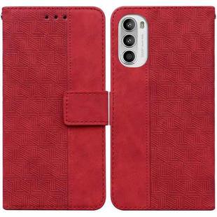 For Motorola Moto G52J Japan Version Geometric Embossed Leather Phone Case(Red)