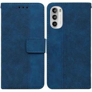 For Motorola Moto G52J Japan Version Geometric Embossed Leather Phone Case(Blue)