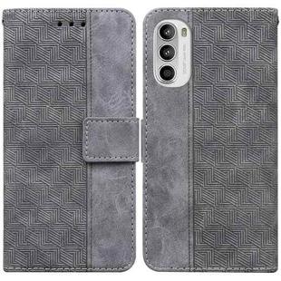 For Motorola Moto G52J Japan Version Geometric Embossed Leather Phone Case(Grey)