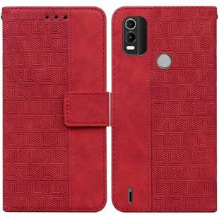 For Nokia C21 Plus Geometric Embossed Leather Phone Case(Red)