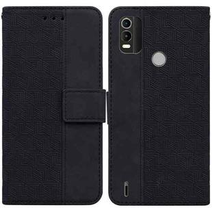 For Nokia C21 Plus Geometric Embossed Leather Phone Case(Black)