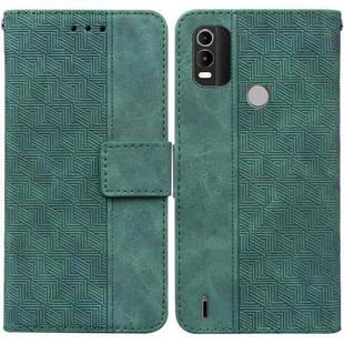 For Nokia C21 Plus Geometric Embossed Leather Phone Case(Green)