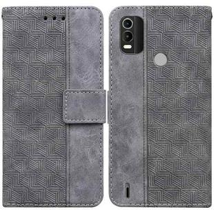 For Nokia C21 Plus Geometric Embossed Leather Phone Case(Grey)