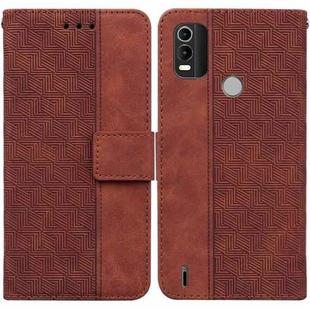 For Nokia C21 Plus Geometric Embossed Leather Phone Case(Brown)
