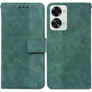 For OnePlus Nord 2T Geometric Embossed Leather Phone Case(Green)