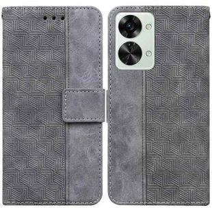 For OnePlus Nord 2T Geometric Embossed Leather Phone Case(Grey)