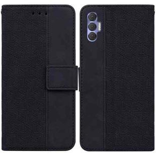 For Tecno Spark 8 Pro Geometric Embossed Leather Phone Case(Black)