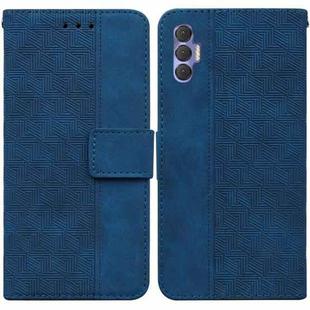 For Tecno Spark 8 Pro Geometric Embossed Leather Phone Case(Blue)