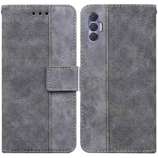 For Tecno Spark 8 Pro Geometric Embossed Leather Phone Case(Grey)