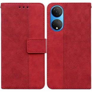 For Honor X7 Geometric Embossed Leather Phone Case(Red)