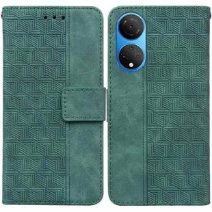 For Honor X7 Geometric Embossed Leather Phone Case(Green)