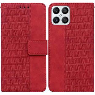 For Honor X8 Geometric Embossed Leather Phone Case(Red)