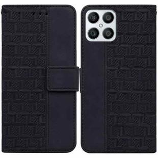 For Honor X8 Geometric Embossed Leather Phone Case(Black)