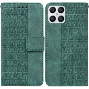 For Honor X8 Geometric Embossed Leather Phone Case(Green)