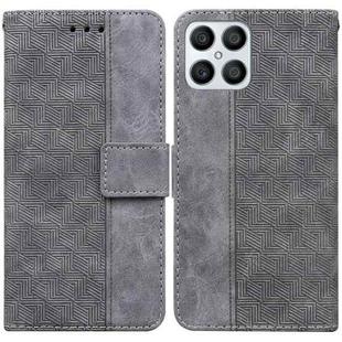 For Honor X8 Geometric Embossed Leather Phone Case(Grey)