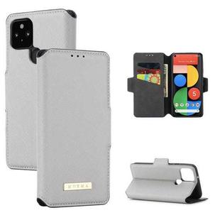 For Google Pixel 5 MUXMA MX115 Cross Texture Oil Edge Flip Leather Phone Case(White)