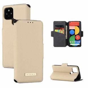 For Google Pixel 5 MUXMA MX115 Cross Texture Oil Edge Flip Leather Phone Case(Gold)