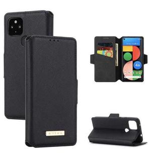 For Google Pixel 4a 5G MUXMA MX115 Cross Texture Oil Edge Flip Leather Phone Case(Black)