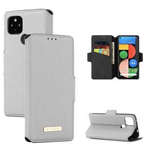 For Google Pixel 4a 5G MUXMA MX115 Cross Texture Oil Edge Flip Leather Phone Case(Grey)