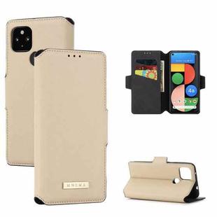 For Google Pixel 4a 5G MUXMA MX115 Cross Texture Oil Edge Flip Leather Phone Case(Gold)