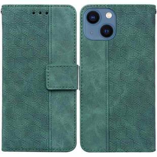 For iPhone 14 Geometric Embossed Leather Phone Case (Green)