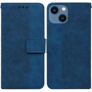 For iPhone 14 Geometric Embossed Leather Phone Case (Blue)