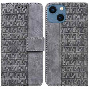 For iPhone 14 Geometric Embossed Leather Phone Case (Grey)