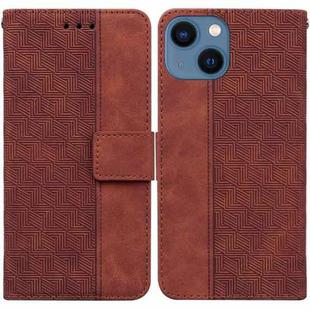 For iPhone 14 Plus Geometric Embossed Leather Phone Case (Brown)