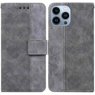 For iPhone 14 Pro Max Geometric Embossed Leather Phone Case (Grey)