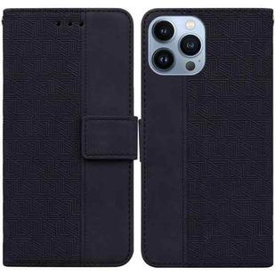 For iPhone 14 Pro Geometric Embossed Leather Phone Case(Black)